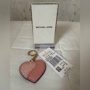 Michael Kors Pink Leather Heart Keychain Charm